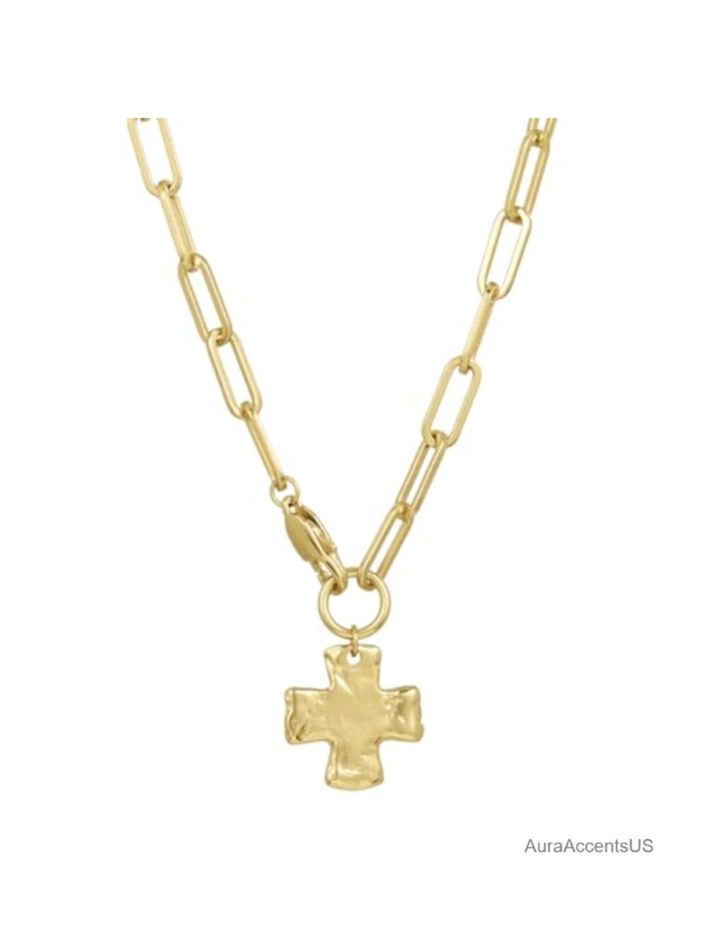 Chunky Cross Chain Necklace Waterproof PVD Coated 18"
